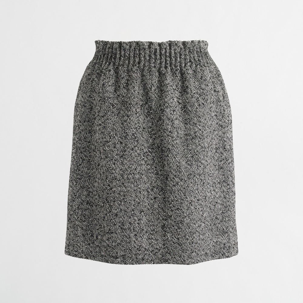 J. Crew Grey Herringbone Tweed Sidewalk Skirt Size 6